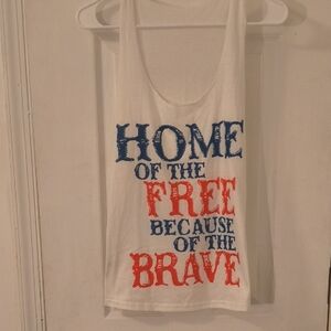 White Tank Top with Patriotic Print